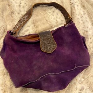 Tylie Malibu purple suede shoulder bag with studs and crystals